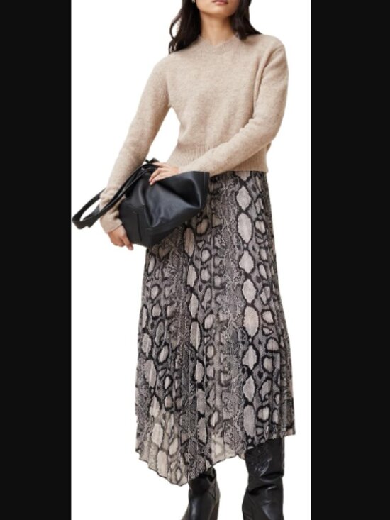 All Saints Dresses & Skirts - NWT AllSaints Donatella Dress Large Snake Print Midi Sweater Dress Quiet Luxury